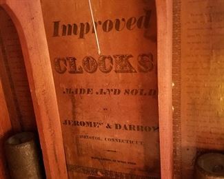 Label in the wooden works clock that dates from before the Civil War....it runs and stops....