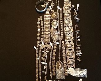 Niello or Siam Silver, second from right with large ovals is a VERY rare belt (folded in half). First one we've seen in 30+ years of doing sales....