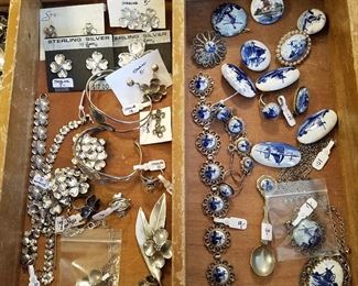 Sterling & "Delft" jewelry