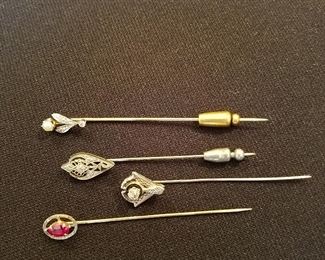 Stick pins, including diamond
