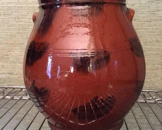 Exceptional redware crock.