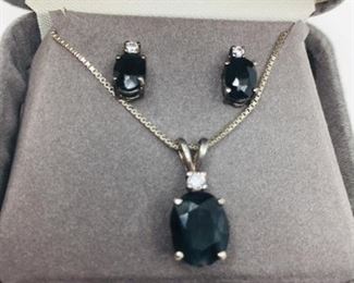 Blue Sapphire Pendant and Earrings https://ctbids.com/#!/description/share/274649