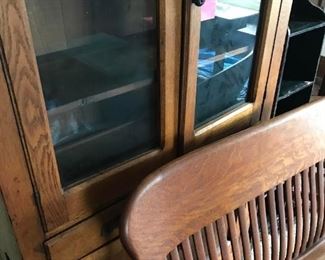 Antique China cabinet and antique bench