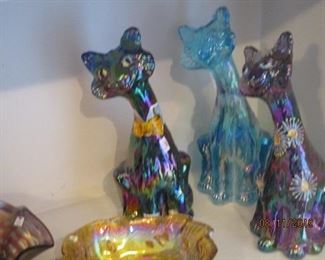 FENTON HAND PAINTED CATS