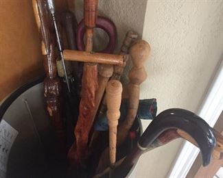 Carved wood canes and walking sticks 