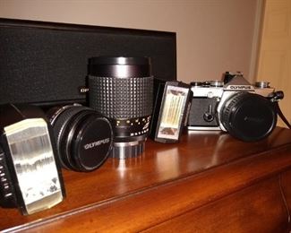 Set of Olympus SLR camera items