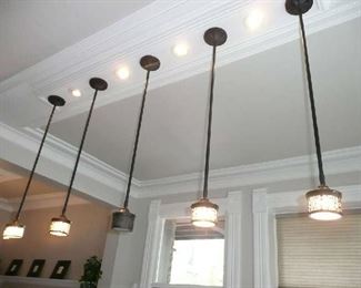 5 Pendent lights, $25.00 each.