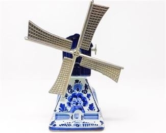 32. Delftware BOMA Porcelain Windmill Music Box