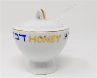 34. Porcelain Judaica Honey Jar