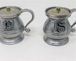 77. Pair of Pewter Salt and Pepper Shakers