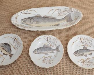 Transferware fish platter with matching plates (more than what's shown) 