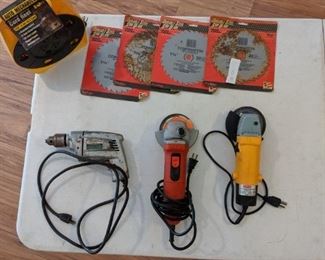 Corded power tools  cord reel  saw blades