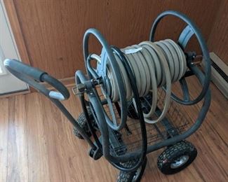 Hose reel cart with hose