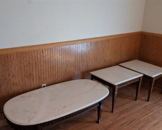 Marble top table trio