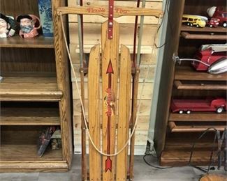 Lot 049
Large Great Condition Flexible Flyer Metal And Wooden Sled #60