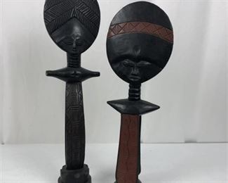 Lot 050
Pair Of 2 Sided African Wooden African Sculptures
