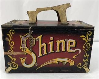 Lot 055
Vintage 5 Cent Shoe Shine Box w/Cast Iron Foot Rest