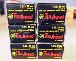 TulAmmo 7.62x39mm 124 Gr HP Ammo, Approx 120 Rounds