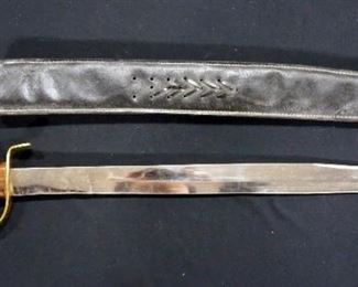 Sword With Brass Guard And Wood Handle, 27.25 OL, With Sheath