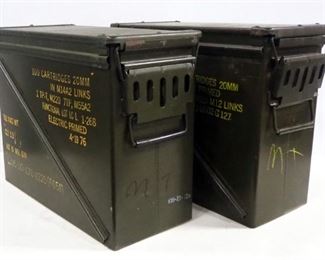 Two Large Metal Ammo Cans, 14"H x 8.25"W x 18.5"L