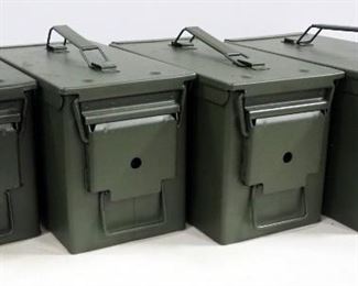 Four Metal Ammo Cans, 7.5"H x 6"W x 12"L