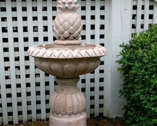 Terra cotta pineapple bird bath or fountain