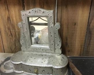 antique silver vanity