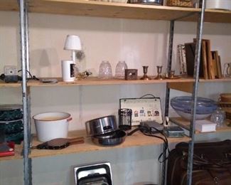 Baking Pans, Cookware, Suitcases, and Candle Holders. 