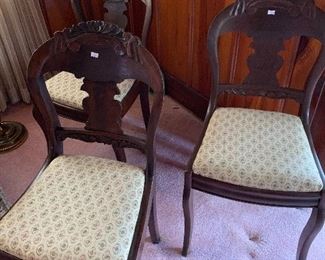 3 antique wood chairs