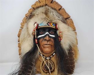 1081: Commemorative American Chief on Carved Wood Plaque
Measures approx 18" x 13"