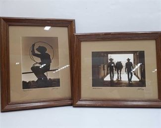 1086: Two Framed and Signed Prints
Titles "Came the Horsemen" and "Roping the Wind" Each measures approx 14" x 17"