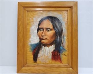 1088: Native American Painting on Wood - Signed LeAnne
Measures approx 21" x 17"
