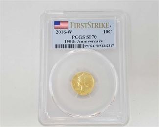 2003: 1/10 oz .999 Gold 2016-W 100th Anniversary Mercury Dime - PCGS Graded
PCGS Graded SP70 In Protective Case