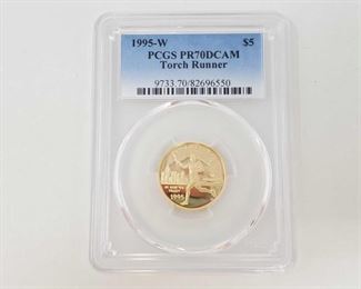 2010: .900 Gold 1995-W Torch Runner $5 Coin, 8.36g - PCGS Graded
PCGS Graded PR70DCAM In Protective Case