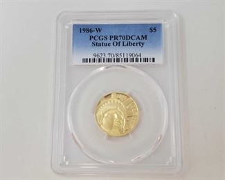 2001:
.900 Gold 1986-W Statue of Liberty $5 Coin, 8.36g - PCGS Graded
PCGS Graded PR70DCAM In Protective case