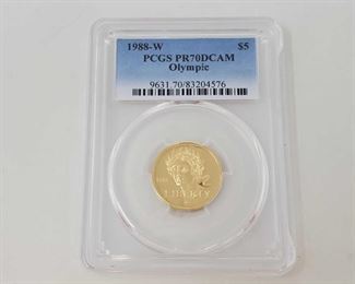 2012: .900 Gold 1988-W Liberty Olympic $5 Coin, 8.36g - PCGS Graded
PCGS Graded PR70DCAM In protective case