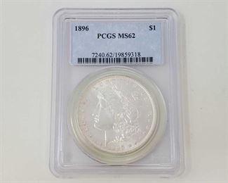 2054: 1896 Morgan Silver Dollar - PCGS Graded
PCGS Graded MS62 Philadelphia Mint
