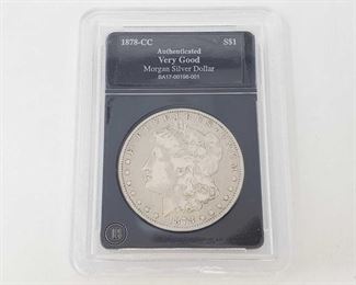 2056: 1878-CC Morgan Silver Dollar - Graded
Carson City Mint