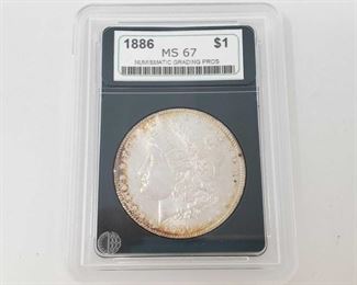 2058: 1886 Morgan Silver Dollar - NGP Graded
NGP Graded MS67 Philadelphia Mint