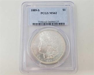 2060: 1889-S Morgan Silver Dollar - PCGS Graded
PCGS Graded MS62 San Francisco Mint