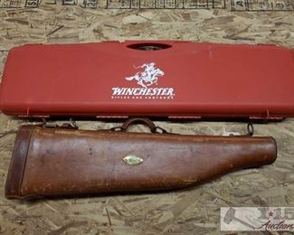 885: Winchester Riffle Case and Leather Rifle Case
Measures approx 30" and 37"