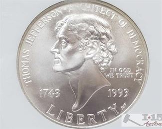 #2031 • .900 Silver 1993 P Jefferson $1 Coin - NGC Grader MS 69 in protective casing