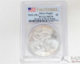 #2043 • .999 Fine Silver 2012-W $1 Walking Liberty Coin - PCGS Graded MS70
