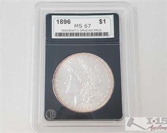 #2050 • 1896 Morgan Silver Dollar - NGP Graded
Philadelphia Mint NCP Graded MS67 Year 1896 Prof Grade: MS67