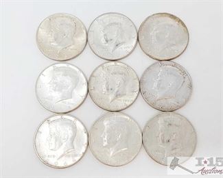 #2075 • Nine 1964 Silver Kennedy Half Dollars Nine 1964 Silver Kennedy Half Dollars