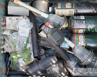 #4127 • Various Solar lamps and Small Propane Bottles