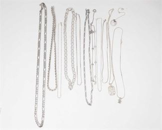 #1281 • 12 Sterling Silver Chains, 192.6g