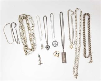 #1282 • 10 Sterling Silver Necklaces and Pendants, 294.6g