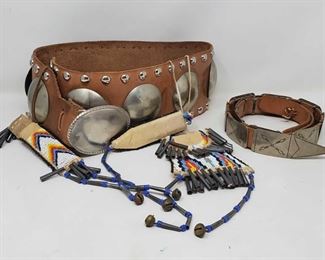 #1060 • 2 Native American Belts with Bead Chimes
