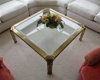 Brass and glass coffee table